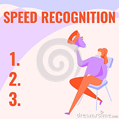 Conceptual caption Speed Recognition. Business approach interdisciplinary subfield of computational linguistics Woman Stock Photo
