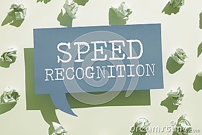 Conceptual caption Speed Recognition. Word for interdisciplinary subfield of computational linguistics Stock Photo