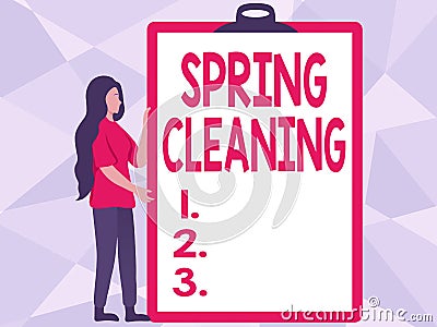 Conceptual caption Spring Cleaning. Conceptual photo practice of thoroughly cleaning house in the springtime Woman Stock Photo