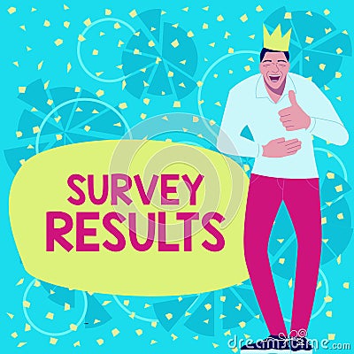 Conceptual caption Survey Results. Internet Concept result of activity that collects or acquires statistical data Stock Photo