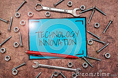 Inspiration showing sign Technology Innovation. Conceptual photo advanced net connected devices a Creative Technique New Stock Photo