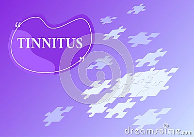 Conceptual caption Tinnitus. Business idea A ringing or music and similar sensation of sound in ears Jigsaw puzzle Stock Photo