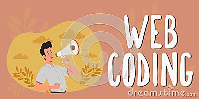 Text caption presenting Web Coding. Word Written on work involved in developing a web site for the Internet Stock Photo