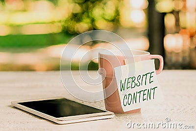 Conceptual caption Website Content. Business overview single most important and soughtafter commodity on the web Calming Stock Photo