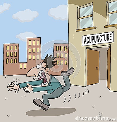 Conceptual cartoon about acupuncture Stock Photo