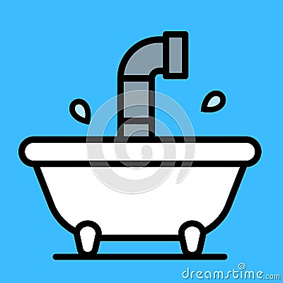 Conceptual cartoon bathtub with a periscope Vector Illustration