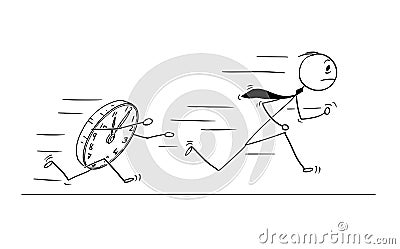 Conceptual Cartoon of Businessman Rushing for Deadline Vector Illustration