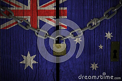 Conceptual composition on lockdown for quarantine for the covid-19 coronavirus Australia confinement 3d render Stock Photo