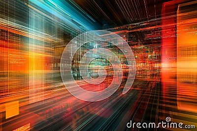 Conceptual Data Flow Visualization in Abstract Digital Environment Stock Photo