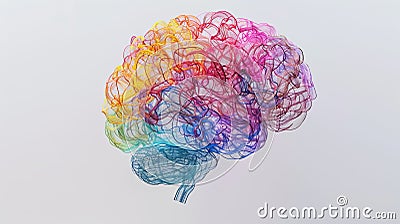 Conceptual digital art of a neurographic brain, vividly depicting neural pathways and psychological creativity Stock Photo