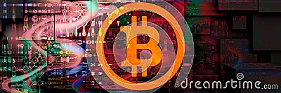 Conceptual digital Bitcoin art. Abstract background. Digital coin Editorial Stock Photo