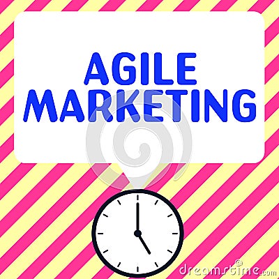 Conceptual display Agile Marketing. Business showcase focusing team efforts that deliver value to the end-customer Stock Photo