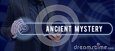 Conceptual display Ancient Mystery. Word Written on the act or process by which a mobile app is developed Man Pointing Stock Photo