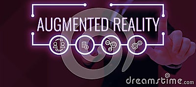 Conceptual display Augmented Reality. Conceptual photo technology that imposes computer image on the real world Stock Photo