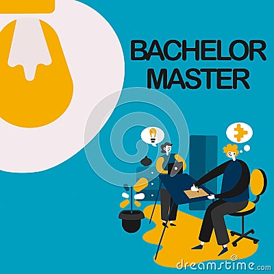 Conceptual display Bachelor Master. Conceptual photo An advanced degree completed after bachelor s is degree Partners Stock Photo