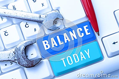 Conceptual display Balance. Business concept condition in which different elements are equal or correct amount Stock Photo