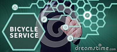 Conceptual display Bicycle Service. Word Written on creating a name that identifies and differentiates a product Stock Photo