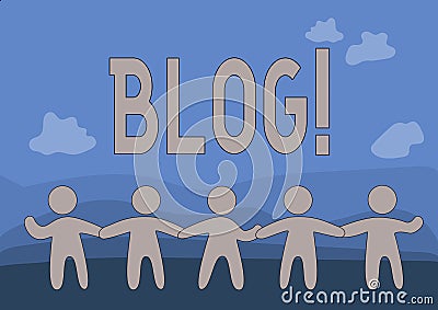 Conceptual display Blog. Word for regularly updated website web page run by individual or group Five Standing People Stock Photo