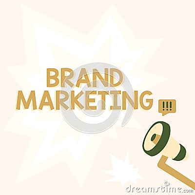 Handwriting text Brand Marketing. Internet Concept Creating awareness about products around the world Megaphone Drawing Stock Photo
