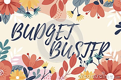 Conceptual display Budget Buster. Business idea Carefree Spending Bargains Unnecessary Purchases Overspending Frame Stock Photo