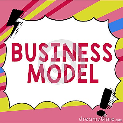 Conceptual caption Business Model. Business idea model showing how a company operates to generate more profit Stock Photo