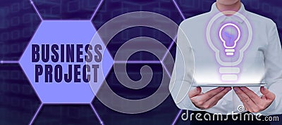 Conceptual display Business Project. Business concept Planned set of interrelated tasks to be executed over time Stock Photo