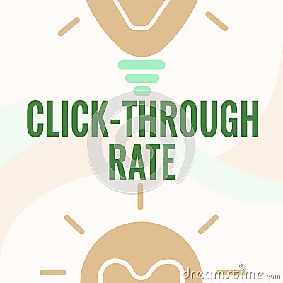 Conceptual display Click Through Rate. Word Written on proportion of visitors who follow link to particular site Glowing Stock Photo