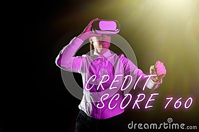 Handwriting text Credit Score 760numerical expression based on level analysis of person. Concept meaning numerical Stock Photo
