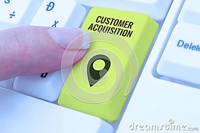 Conceptual display Customer Acquisition. Business concept it refers to gaining new consumers to the business Stock Photo
