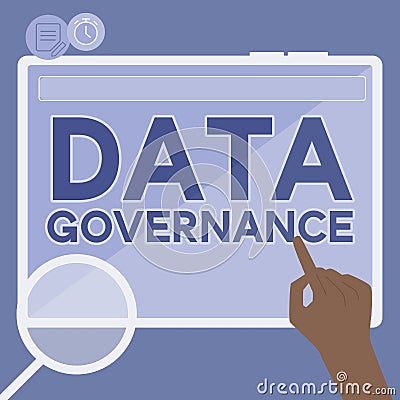 Conceptual display Data Governance. Word for general management of key data resources in a company Stock Photo