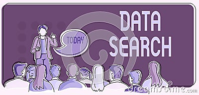 Conceptual display Data Search. Internet Concept gathers and reports information contains specified terms Person Stock Photo