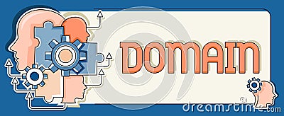 Conceptual display Domain. Word Written on identification string that defines a realm of administrative autonomy Stock Photo