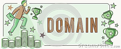 Text showing inspiration Domain. Business idea identification string that defines a realm of administrative autonomy Man Stock Photo