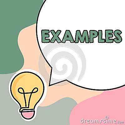 Conceptual display Examples. Business overview photo Sample Model to follow Guide Explanation For instance Stock Photo