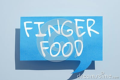 Conceptual display Finger Food. Business approach products and digestives that is to be held with the fingers for eating Stock Photo