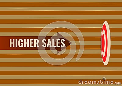 Text caption presenting Higher Sales. Business concept The average sold products and services of a company has grown Stock Photo