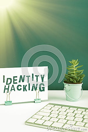 Conceptual display Identity Hackingcriminal that steal your personal information using malware. Internet Concept Stock Photo