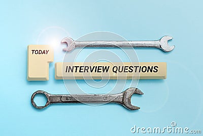 Handwriting text Interview Questions. Business idea Typical topic being ask or inquire during an interview Stock Photo