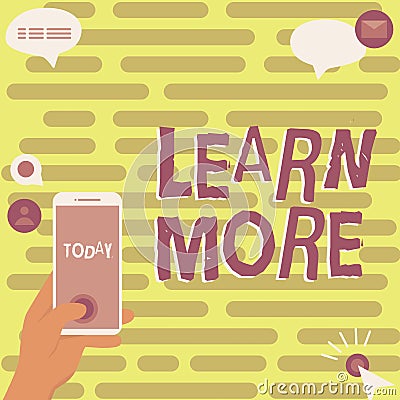 Conceptual display Learn More. Business overview Deepen knowledge of the thing you want to do or new skill Hands Holding Stock Photo