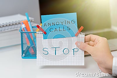 Conceptual display Learn Something New. Business idea Prevent spam phones Blacklisting numbers Angry caller Stock Photo