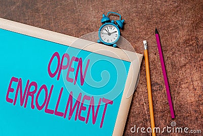 Conceptual display Open Enrollment. Business overview policy of allowing qualifying students to enroll in school Time Stock Photo