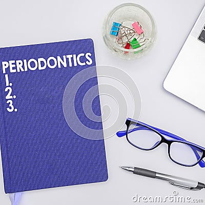 Conceptual display Periodontics. Internet Concept a branch of dentistry deals with diseases of teeth, gums, cementum Stock Photo