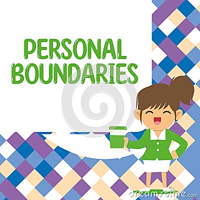 Conceptual display Personal Boundaries. Word Written on something that indicates limit or extent in interaction with Stock Photo
