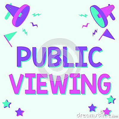 Conceptual display Public Viewing. Business showcase Able to be seen or known by everyone Open to general view Tablet Stock Photo