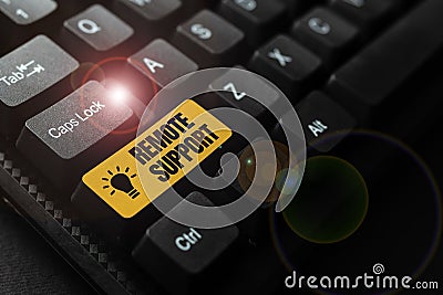 Conceptual display Remote Support. Business concept help endusers to solve computer problems and issues remotely Stock Photo