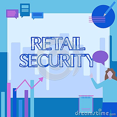 Conceptual display Retail Security. Conceptual photo process which goods sold to the public in a secure fashion Stock Photo
