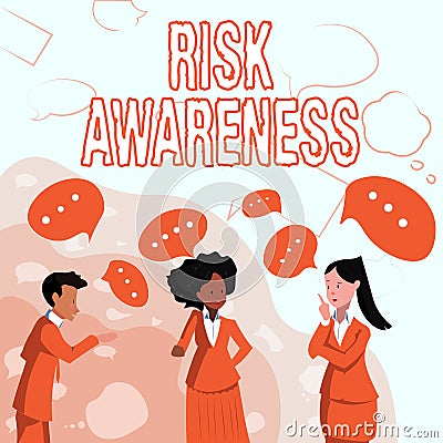 Hand writing sign Risk Awareness. Business idea recognizing factors that may cause a lifethreatening effect Illustration Stock Photo