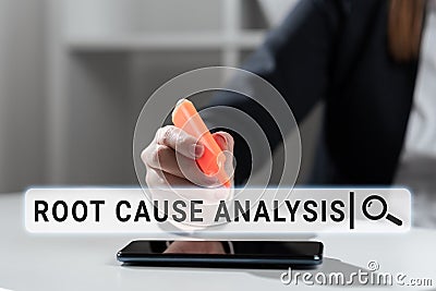 Conceptual display Root Cause Analysis. Business concept Method of Problem Solving Identify Fault or Problem Stock Photo