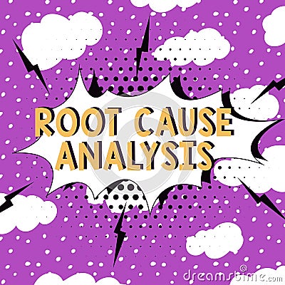 Conceptual display Root Cause Analysis. Business idea Method of Problem Solving Identify Fault or Problem Stock Photo