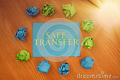 Conceptual display Safe Transfer. Conceptual photo Wire Transfers electronically Not paper based Transaction Colorful Stock Photo